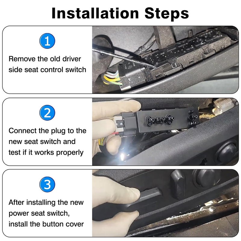TOP-MAX Power Seat Switch Driver Side Compatible with Chevy Silverado Malibu GMC Sierra Acadia Buick Enclave Regal Camaro Cruze Equinox Traverse, Seat Adjustment Controller for 25974714 - Image 4